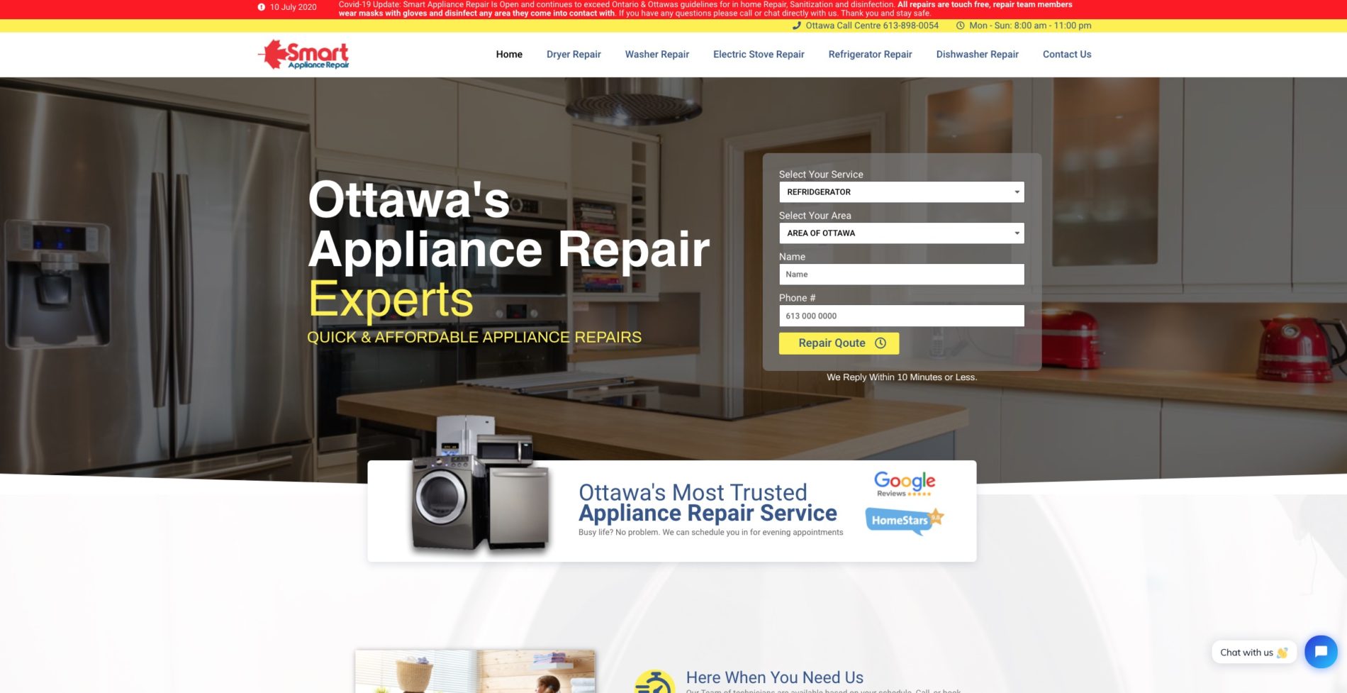 appliance repair website design company
